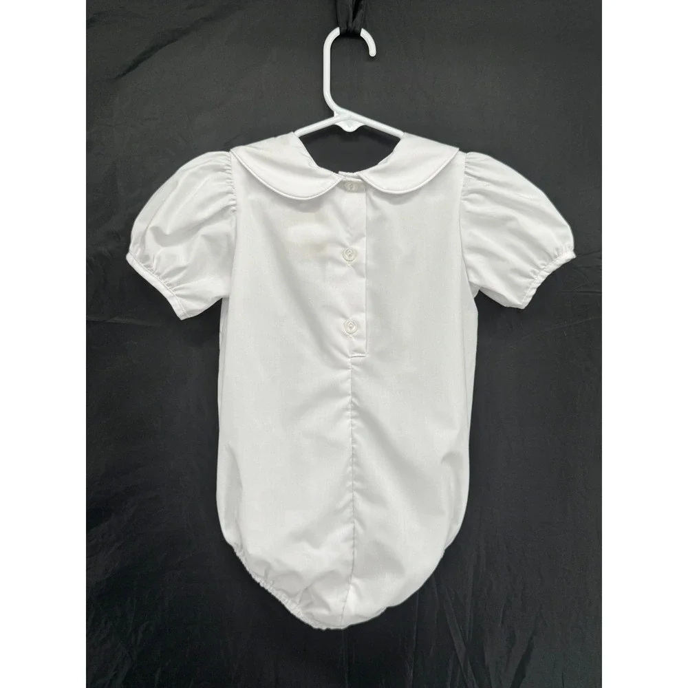 The Beaufort Bonnet Company Peter Pan Collar Puff Sleeve Bodysuit White 2T